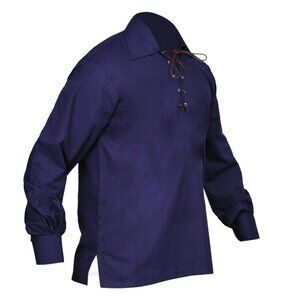 Navy Blue Ghillie Jacobite Shirt Comfortable and Stylish Summer Shirt SIZE 3XL